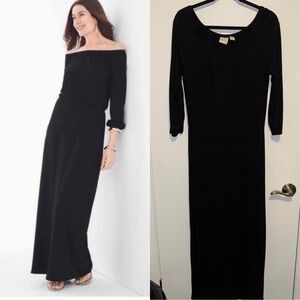 Chico's Black Jersey Off the Shoulder Maxi Dress